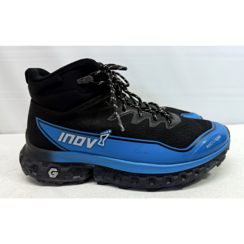 Inov-8 RocFly G 390 Boots Mens Sz 10.5 Black Blue Running Hiking Ankle Boots